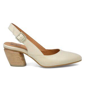 Miz Mooz Aurora Black Leather Slingback Chunky Heel 38 CREAM